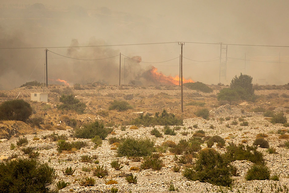 Brände in der Nähe des Dorfes Gennadi auf Rhodos.  