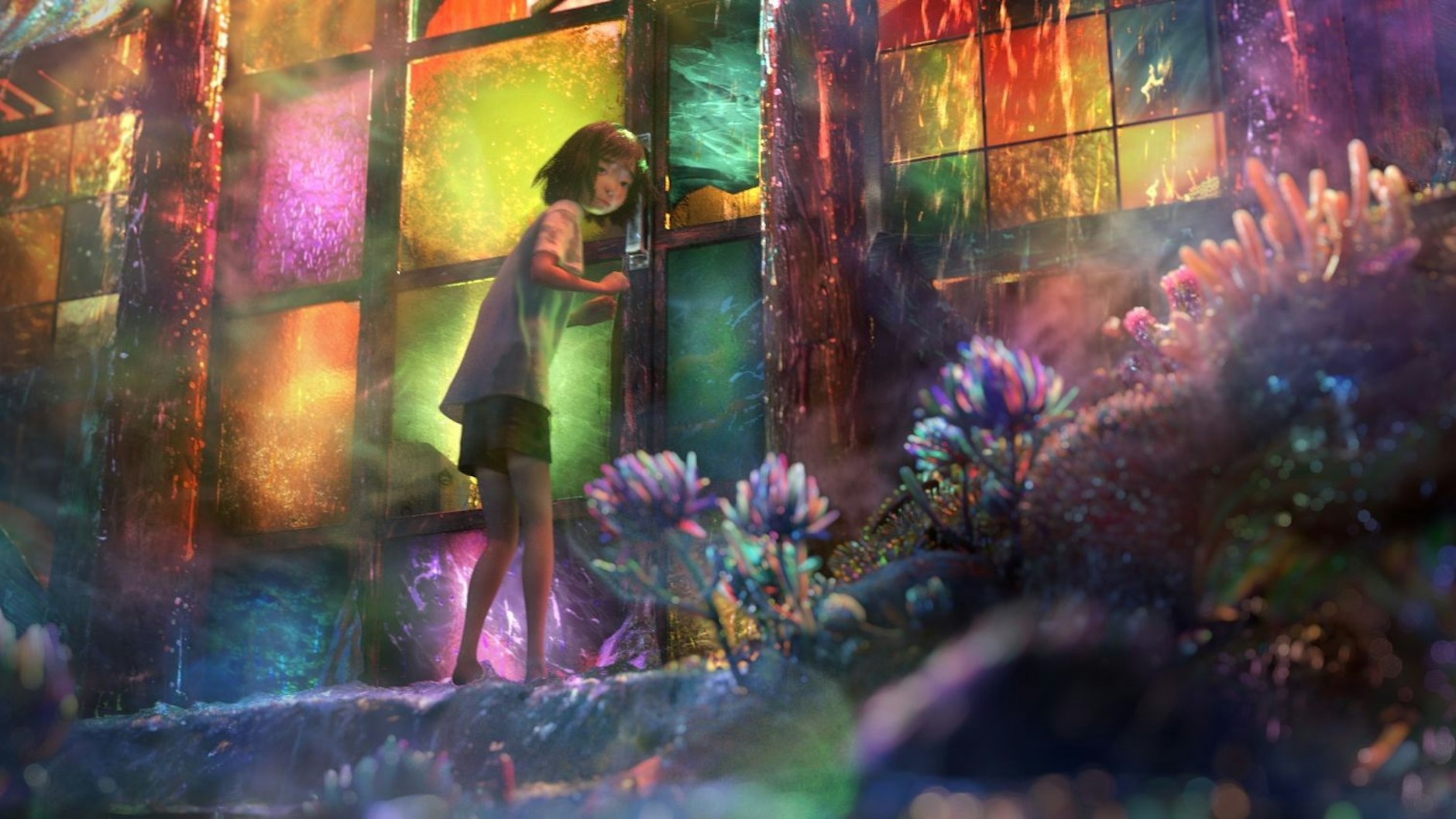 Shenxiu an der Tür zum Unterwasserrestaurant