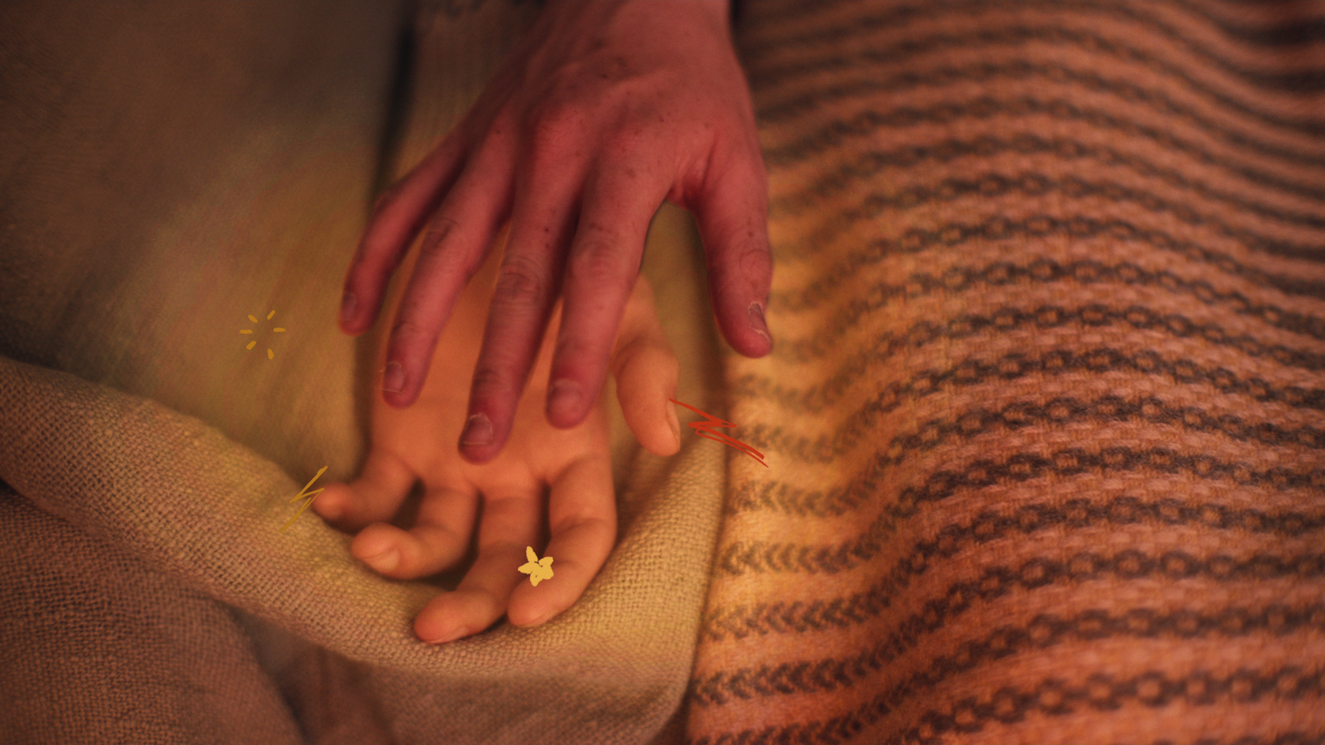 Das nervöse Prickeln, bevor sich zwei Hände berühren: In Heartstopper werden Momente wie dieser mit Comic-Effekten verstärkt.