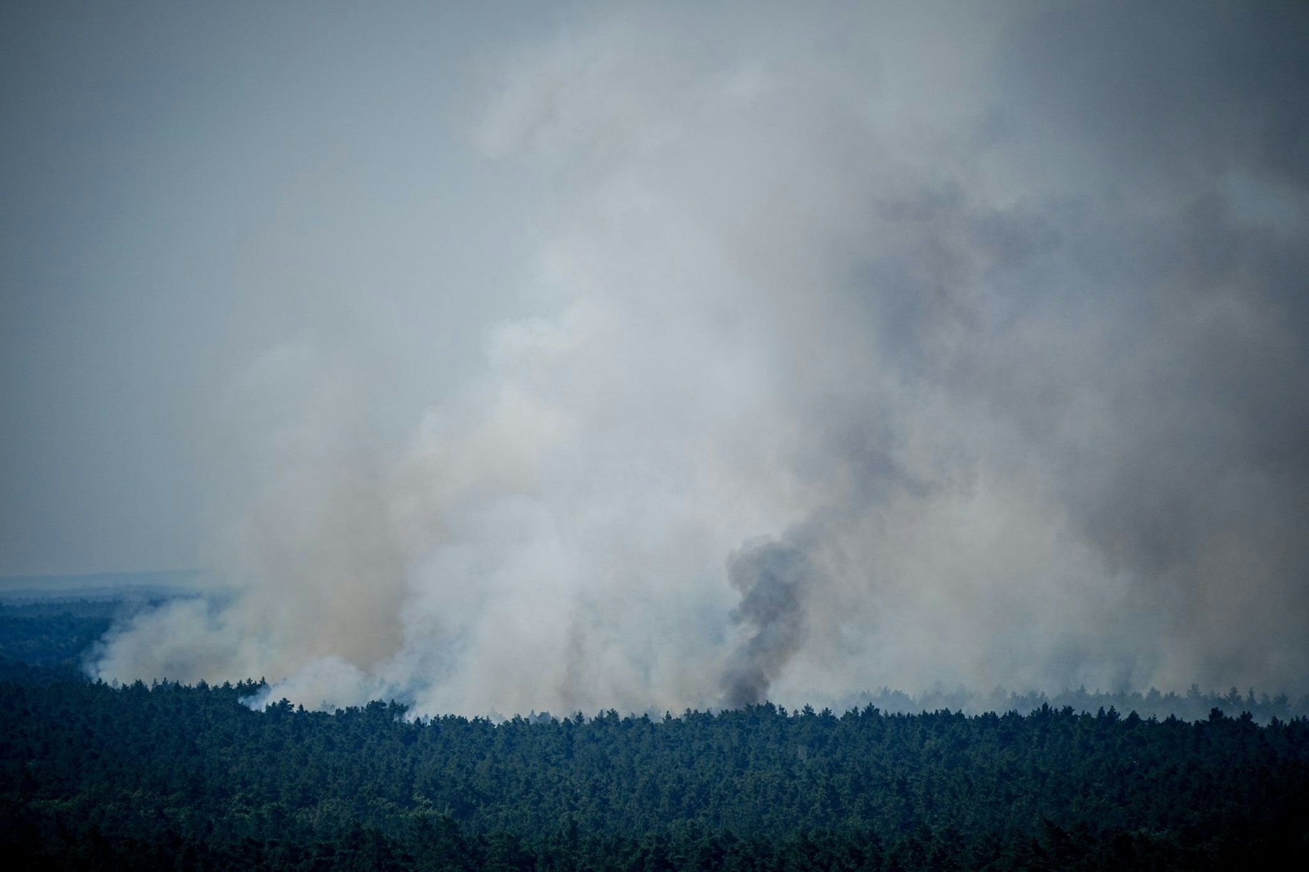 ARCHIV - Rauch steigt bei dem Brand im Grunewald auf.