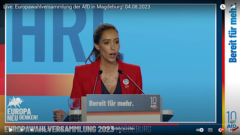Marie-Thérèse Kaiser bei der Europawahlversammlung der AfD in Magdeburg.