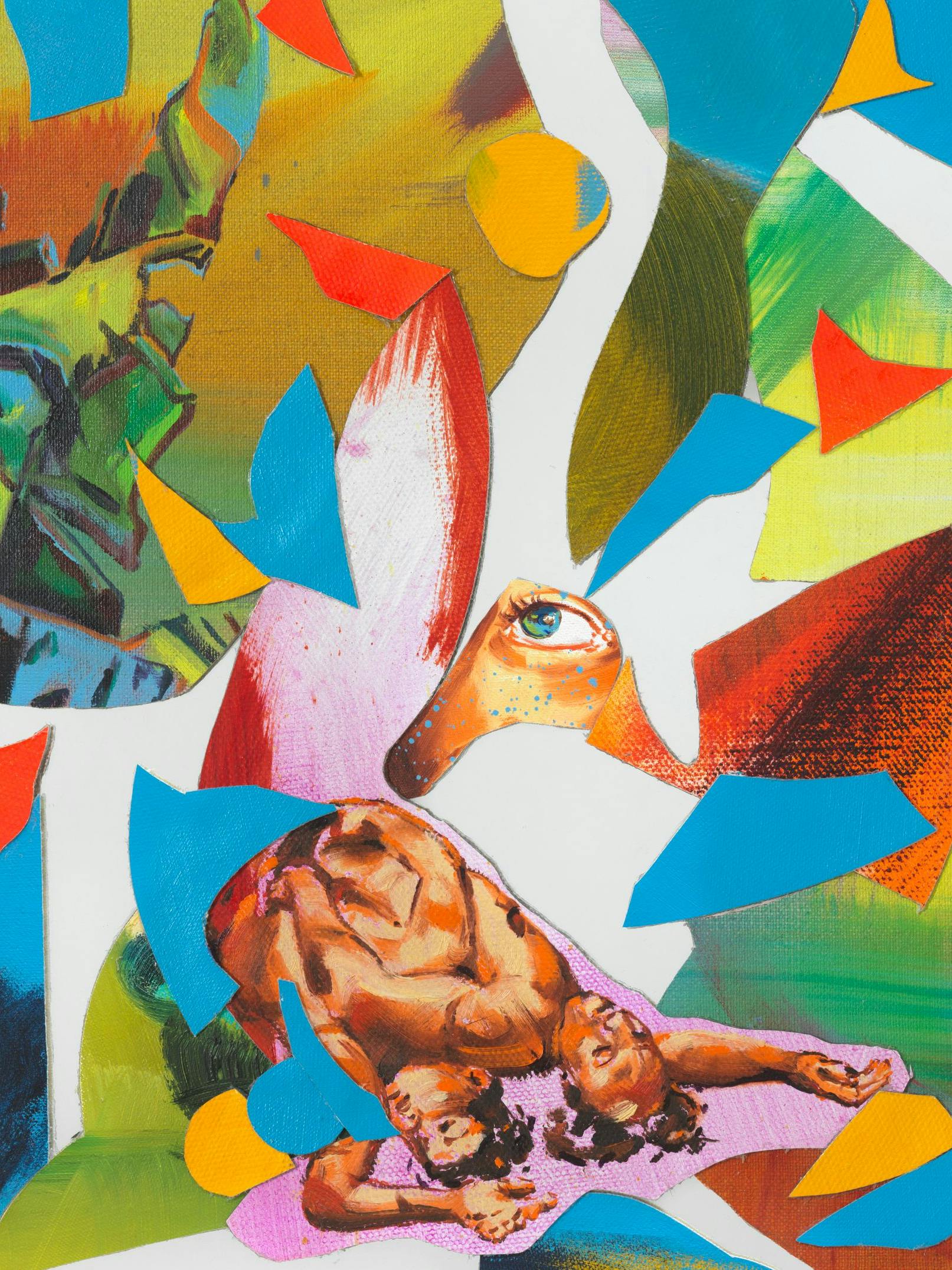 „Tropenmond“, 2023, Öl/Lw./Collage