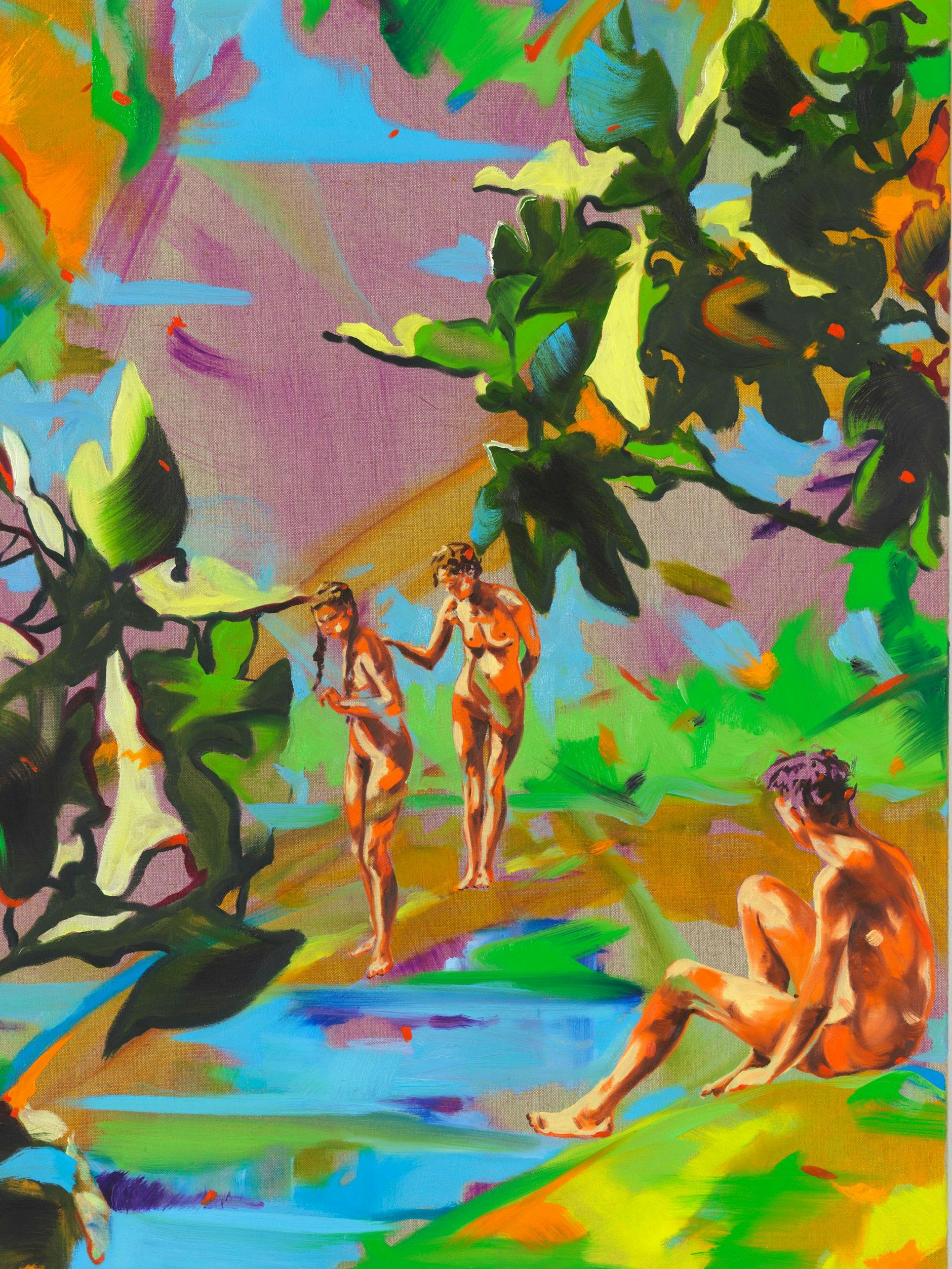 „Waldbad“, 2023, Öl/Lw.