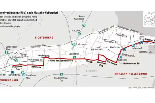 Hier geht’s lang: Das ist die Vorzugstrasse für die Ost-Route (RSV 9), die im Februar 2020 präsentiert wurde.