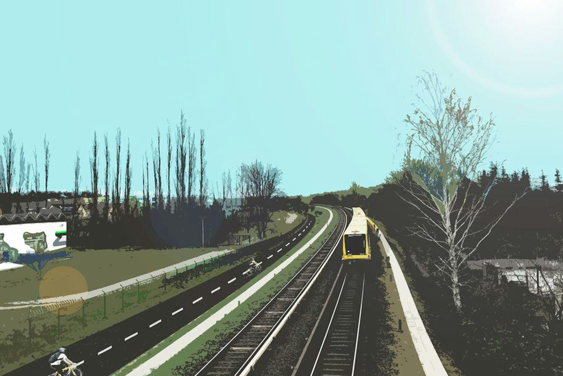 Entlang der U5 nach Osten: Die Simulation zeigt, wie sich die Radbahn U5 ins Stadtbild einfügen könnte.