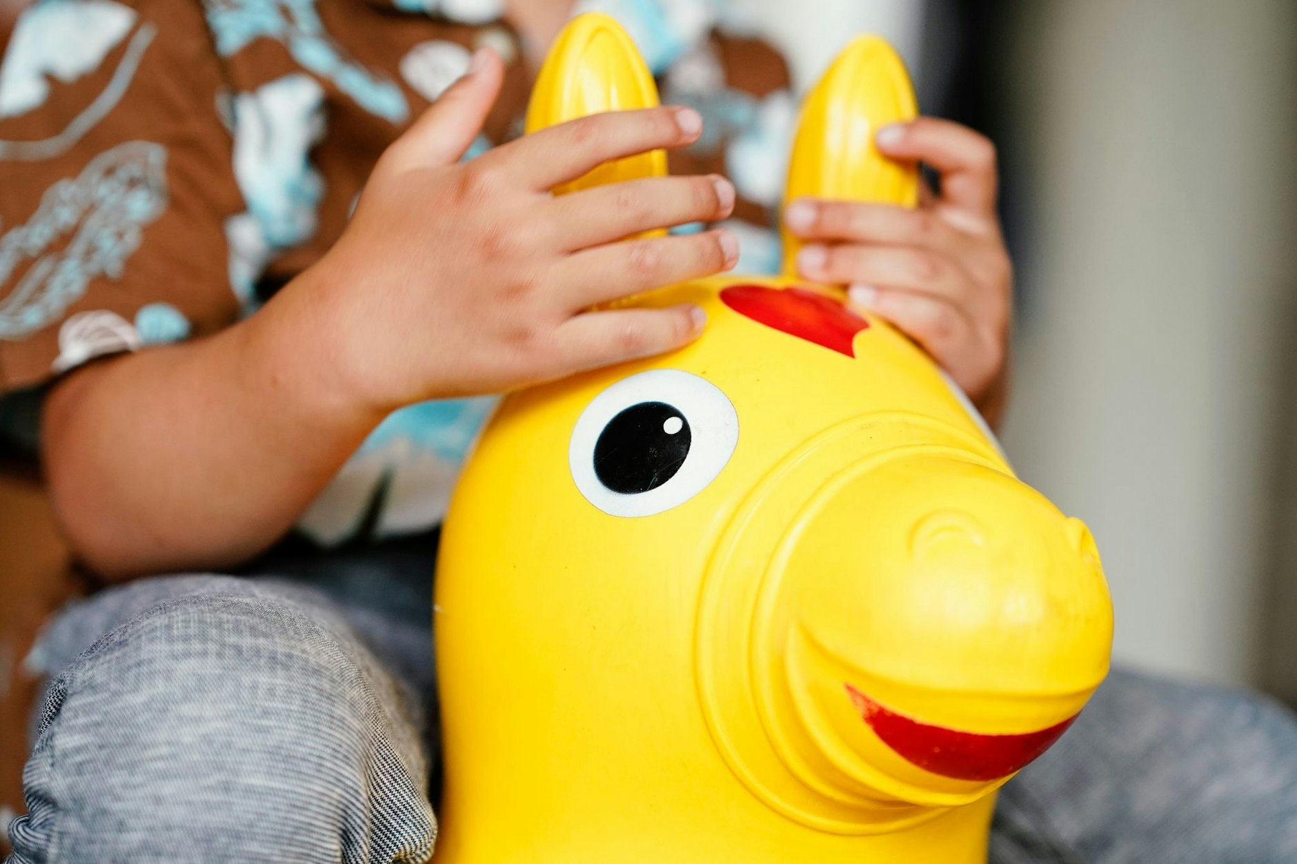 ARCHIV - Ein Kind sitzt auf einem Hüpftier.