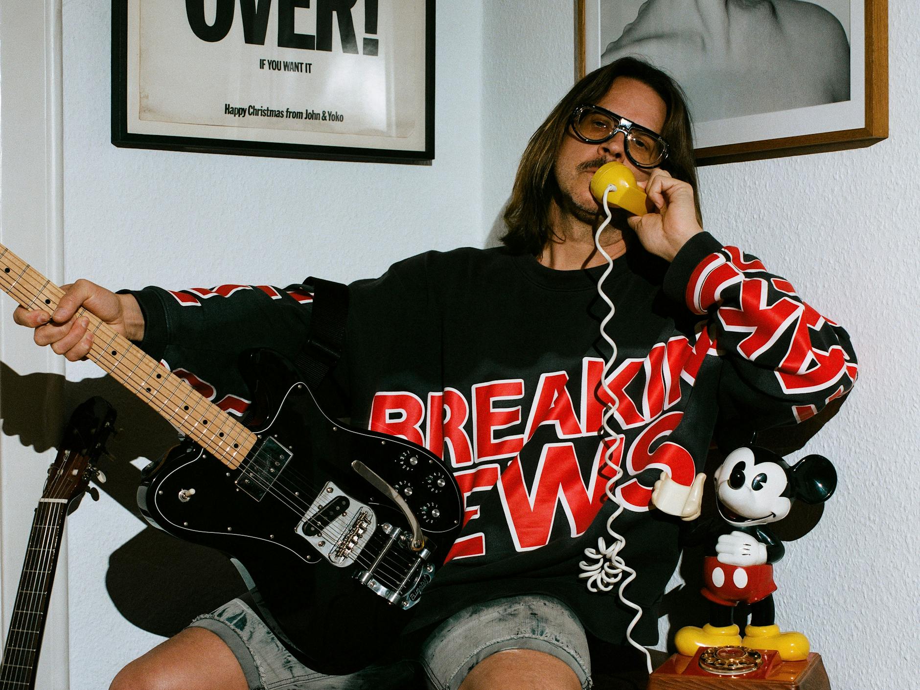 Performer Casey Spooner (born 1970) in his Berlin apartment, wearing his favourite sweatshirt by designer Willy Chavarria.