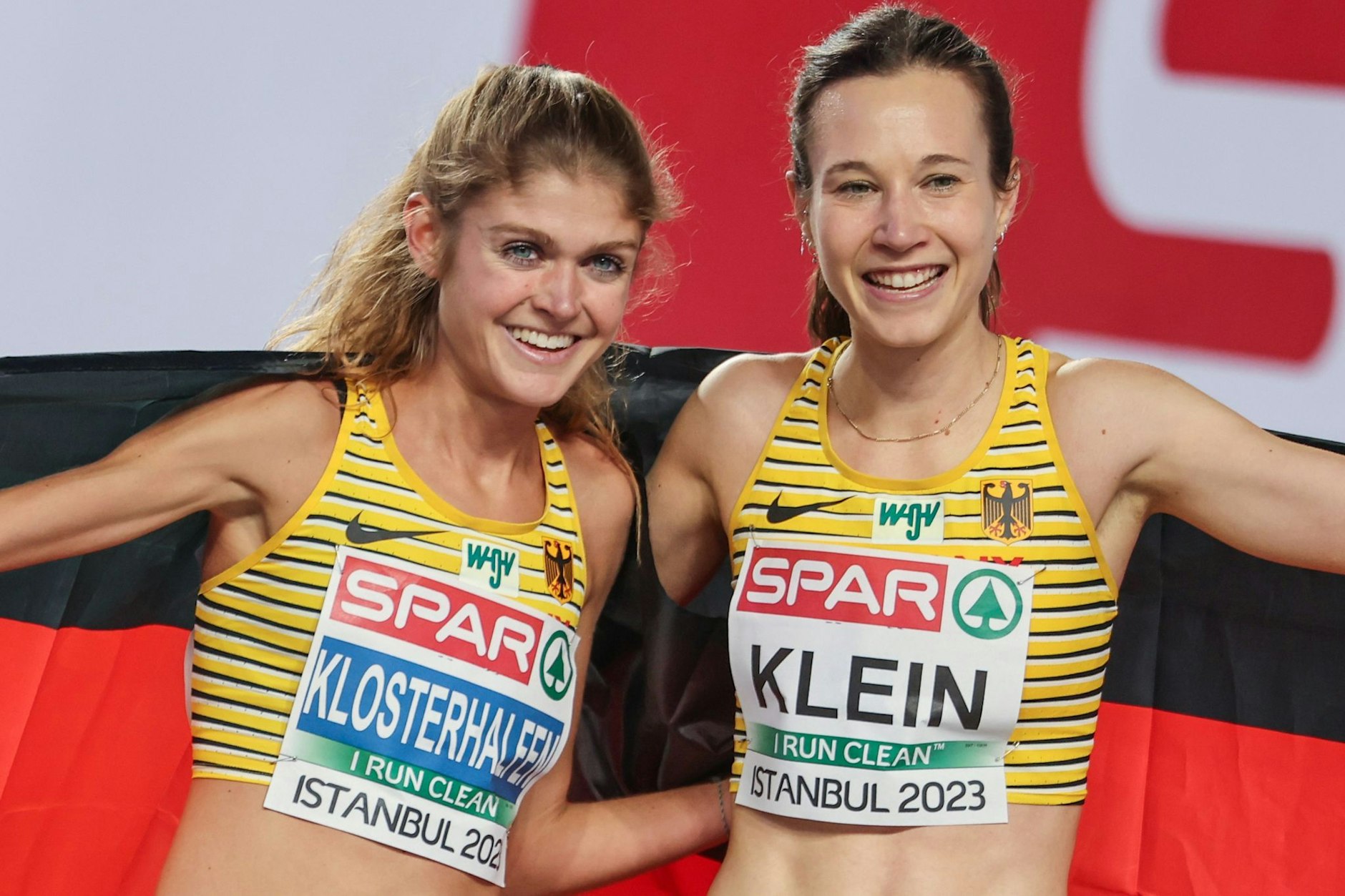 Konstanze Klosterhalfen (l.) und Hanna Klein (r.) konkurrierten bei der Hallen-EM über 3000 Meter – bei der WM in Budapest fallen beide aus.