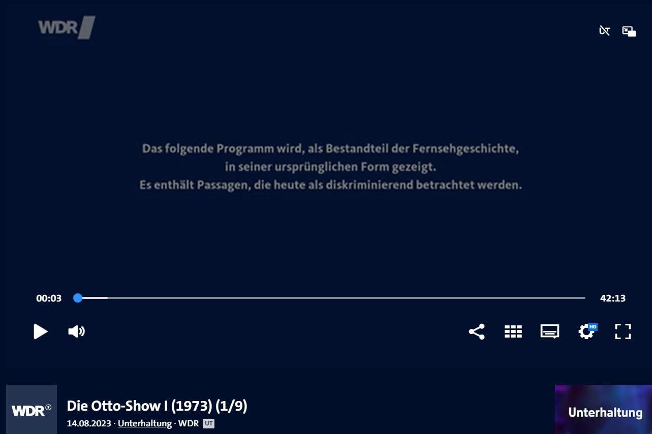 Otto nur mit Warnhinweis: hier ein Screenshot aus der Mediathek