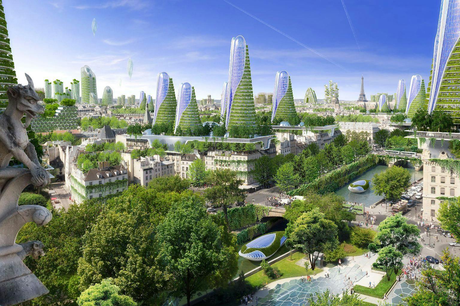 Vision einer Stadt der Zukunft: So stellt sich der belgische Architekt Vincent Callebaut die „Smart City“ Paris im Jahre 2050 vor. Vielleicht auch was für Berlin.