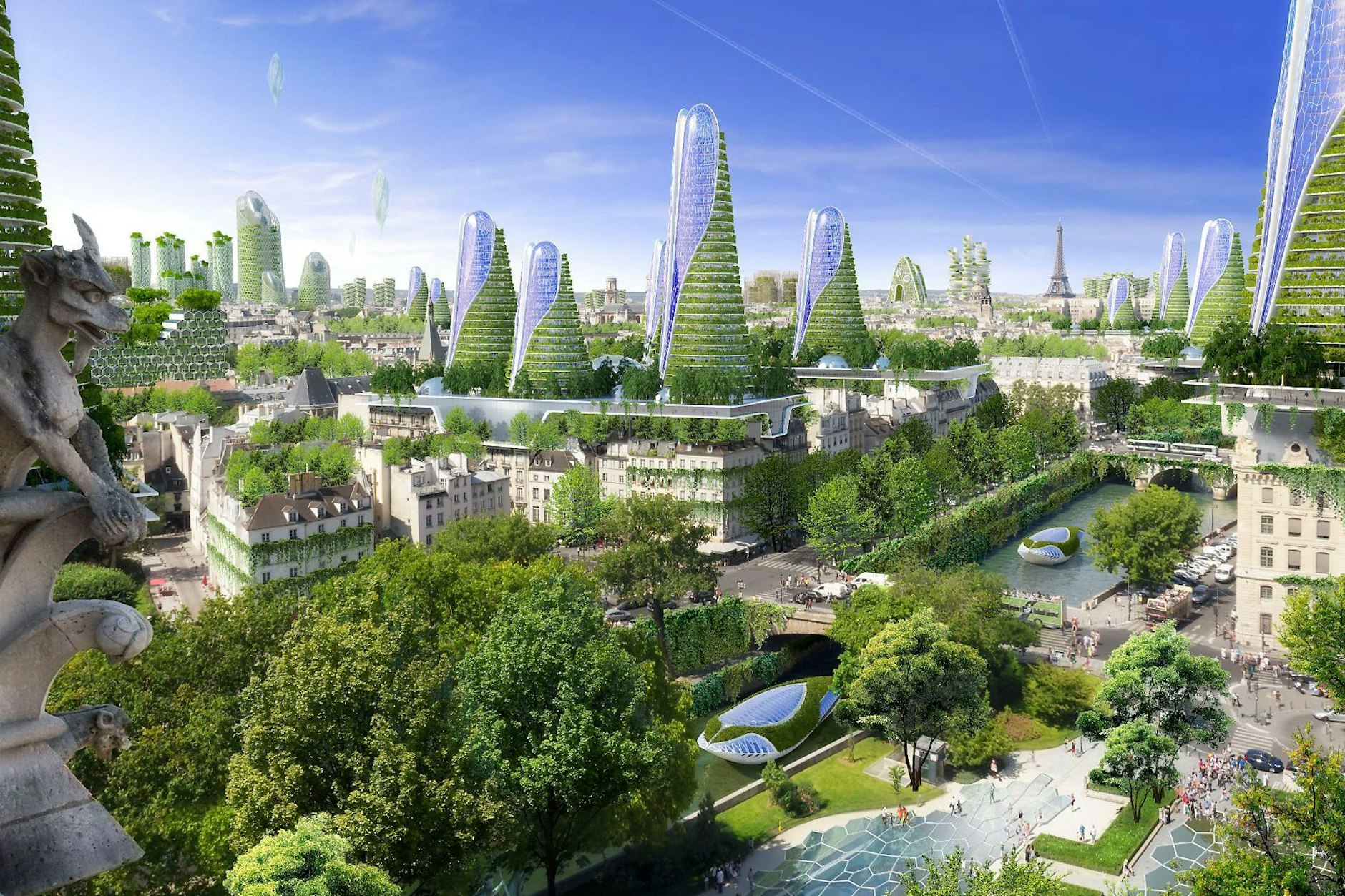 Vision einer Stadt der Zukunft: So stellt sich der belgische Architekt Vincent Callebaut die „Smart City“ Paris im Jahre 2050 vor. Vielleicht auch was für Berlin.