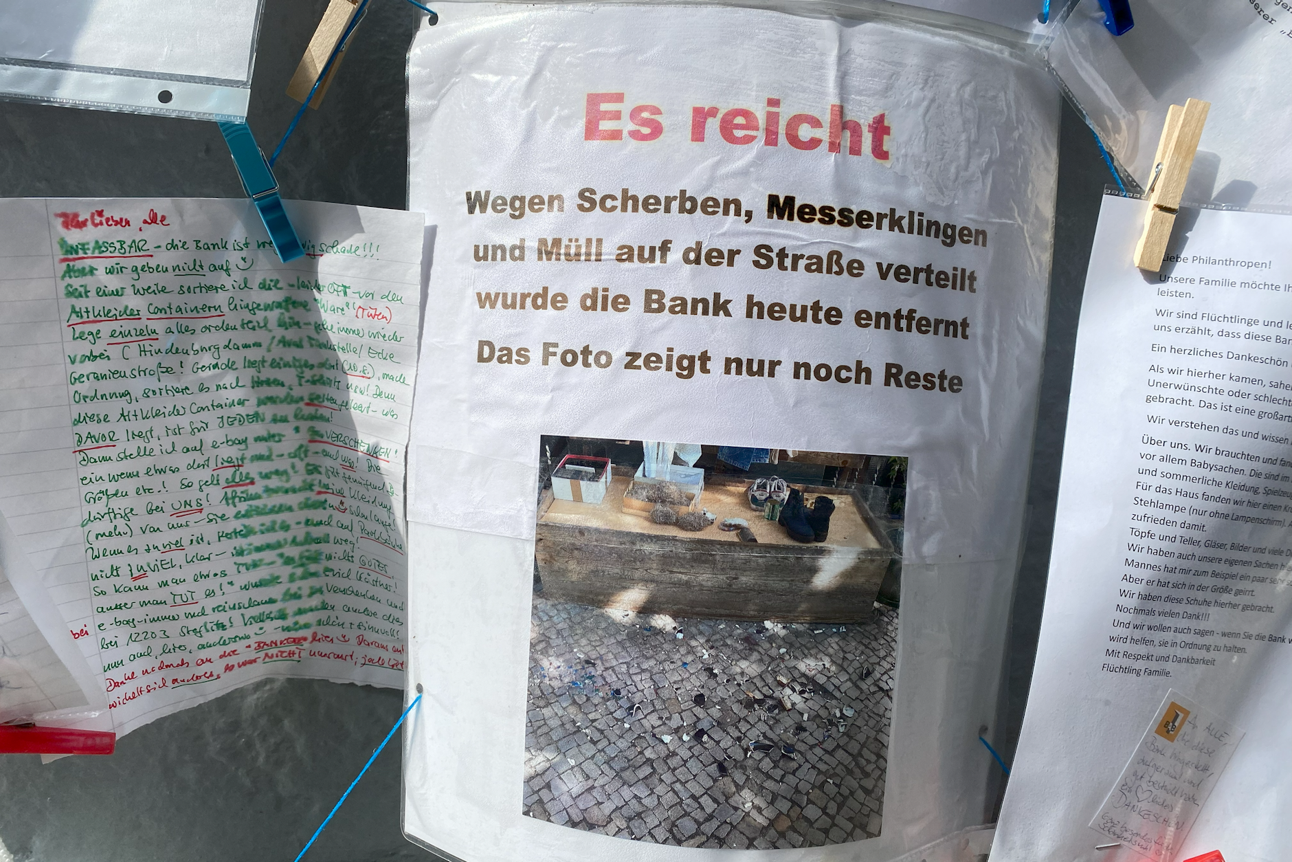 Wegen zu viel Müll musste die Bank weichen.