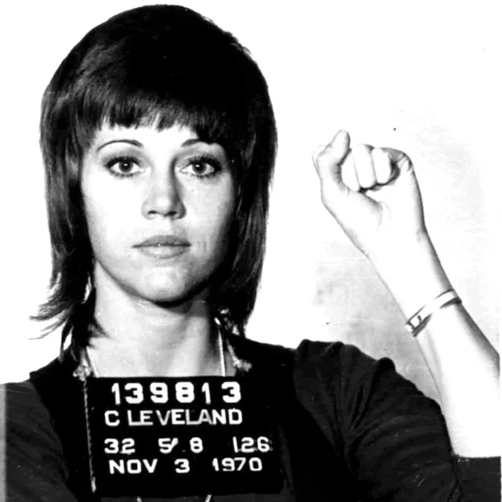 Jane Fondas Polizeifoto von 1970.