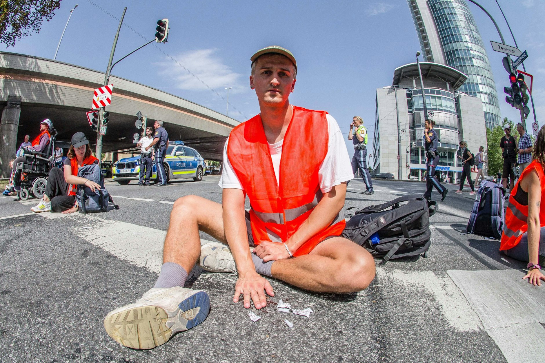 Eine Blockade der Letzten Generation in München.