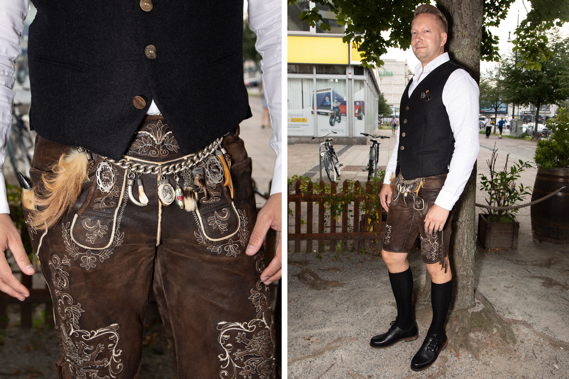 Bei <strong>Alexander Eichhorst</strong> muss man mal genau hinschauen – wenn auch an pikanter Stelle. Was baumelt da zwischen Wildsauzahn, Geweih und Dachsbart an seinem Charivari? Genau, eine eher zeitgenössische Trophäe – ein Anhänger der Astra-Brauerei auf St. Pauli. Ansonsten mag’s Eichhorst ganz traditionell, „Trachten machen mir Spaß, ein bisschen Kultur“, sagt er. Welche Marke er empfehlen würde? „Himmel, Arsch und Zwirn“, sagt Eichhorst, ein Label aus dem bayerischen Bad Wiessee.	