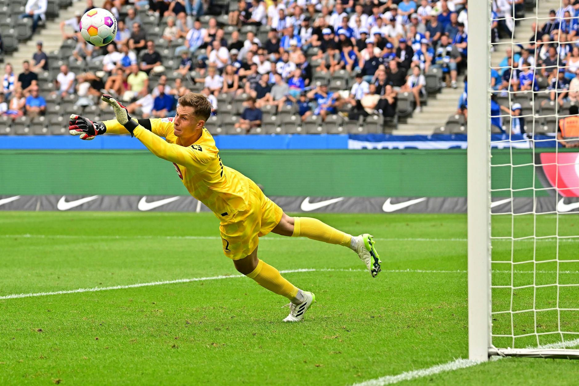 Wieder einen Schuss entschärft! Torwart Tjark Ernst entwickelt sich immer mehr zum starken Rückhalt von Hertha BSC.