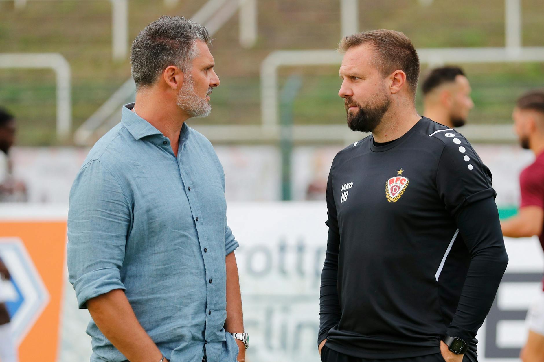 Gehen getrennte Wege: BFC-Sportchef Angelo Vier (l.) und Trainer Heiner Backhaus.