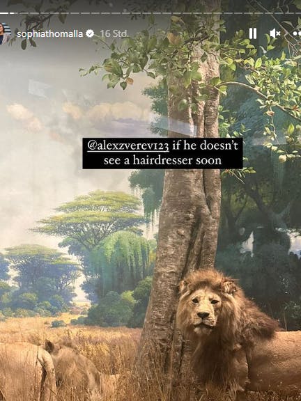 In ihrer Story macht sie Sophia Thomalla über ihren Freund Alexander Zverev lustig.