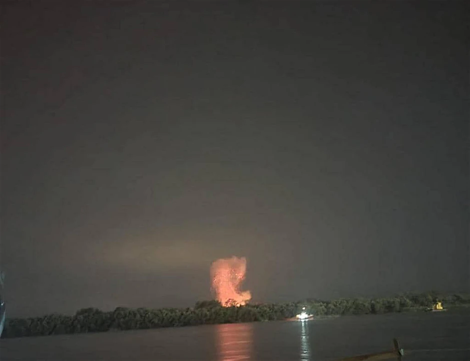 Nach Angaben von Oleg Nikolenko zeigt dieses Bild eine von russischen Drohnen verursachte Explosion&nbsp;