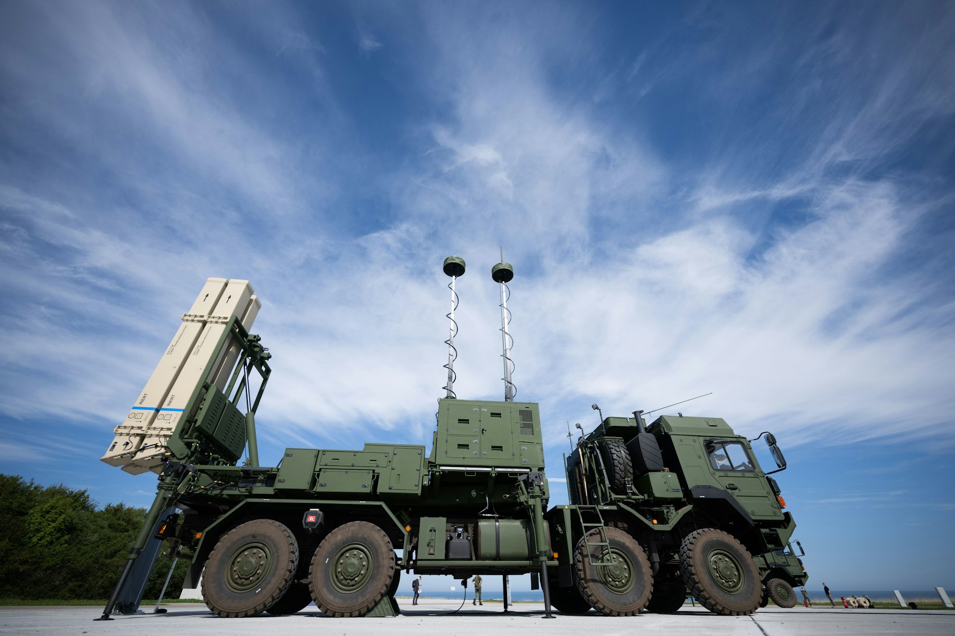 Ein Launcher des Luftverteidigungssystems IRIS-T SLM der Firma Diehl Defence