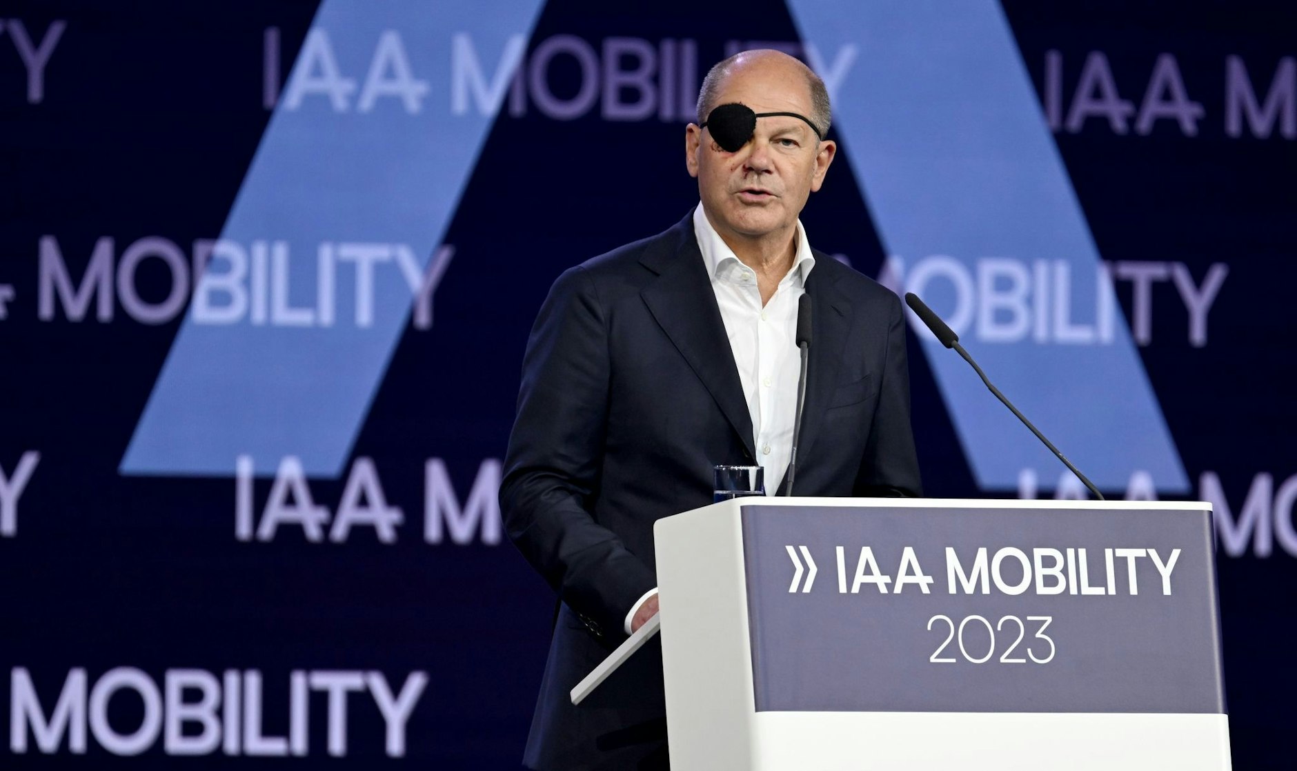 Bundeskanzler Olaf Scholz (SPD) bei der Eröffnung der IAA in München.