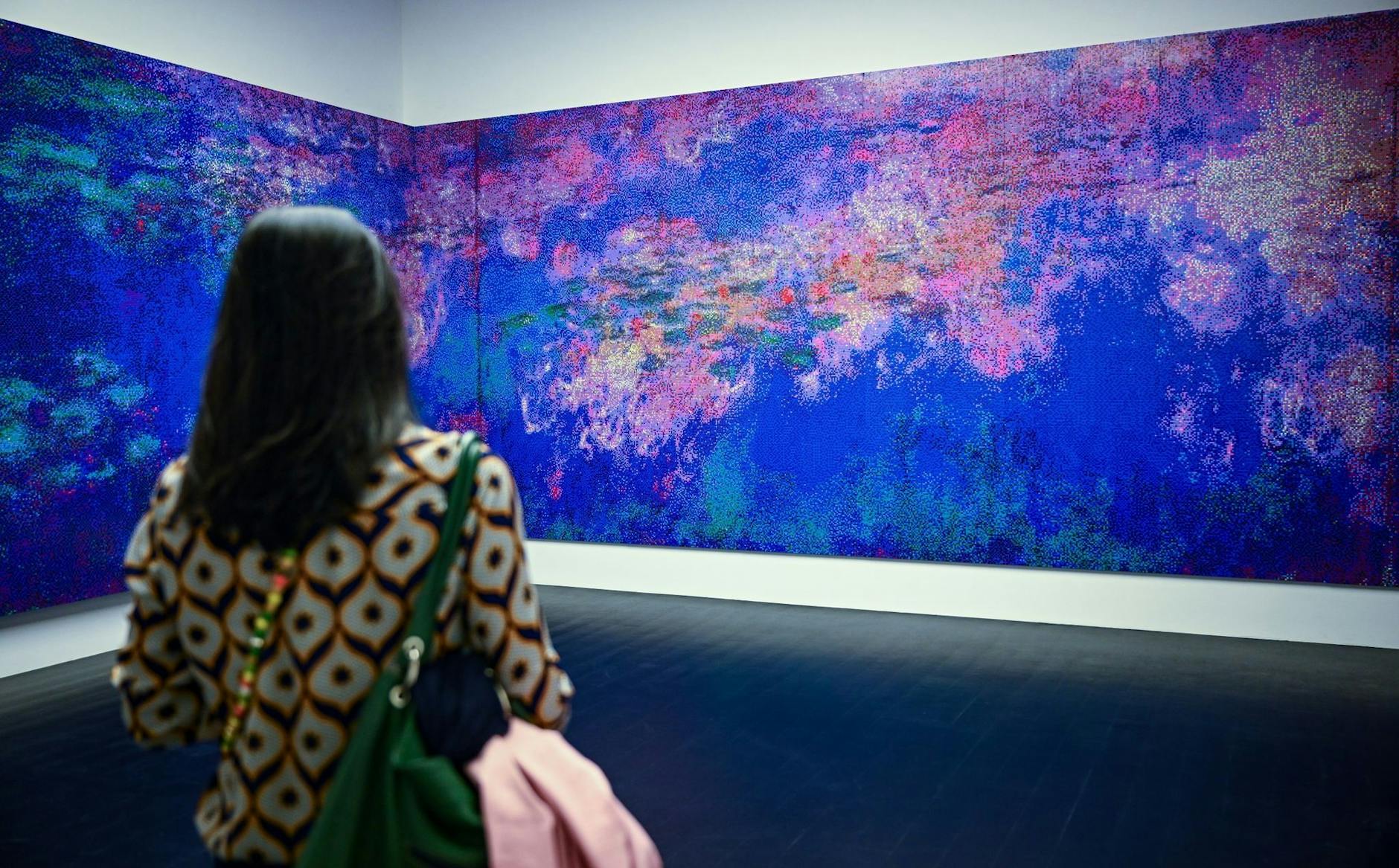 Die wandfüllenden Werke stellen etwa Claude Monets Wasserlilien (Beginn 20. Jahrhundert) nach.