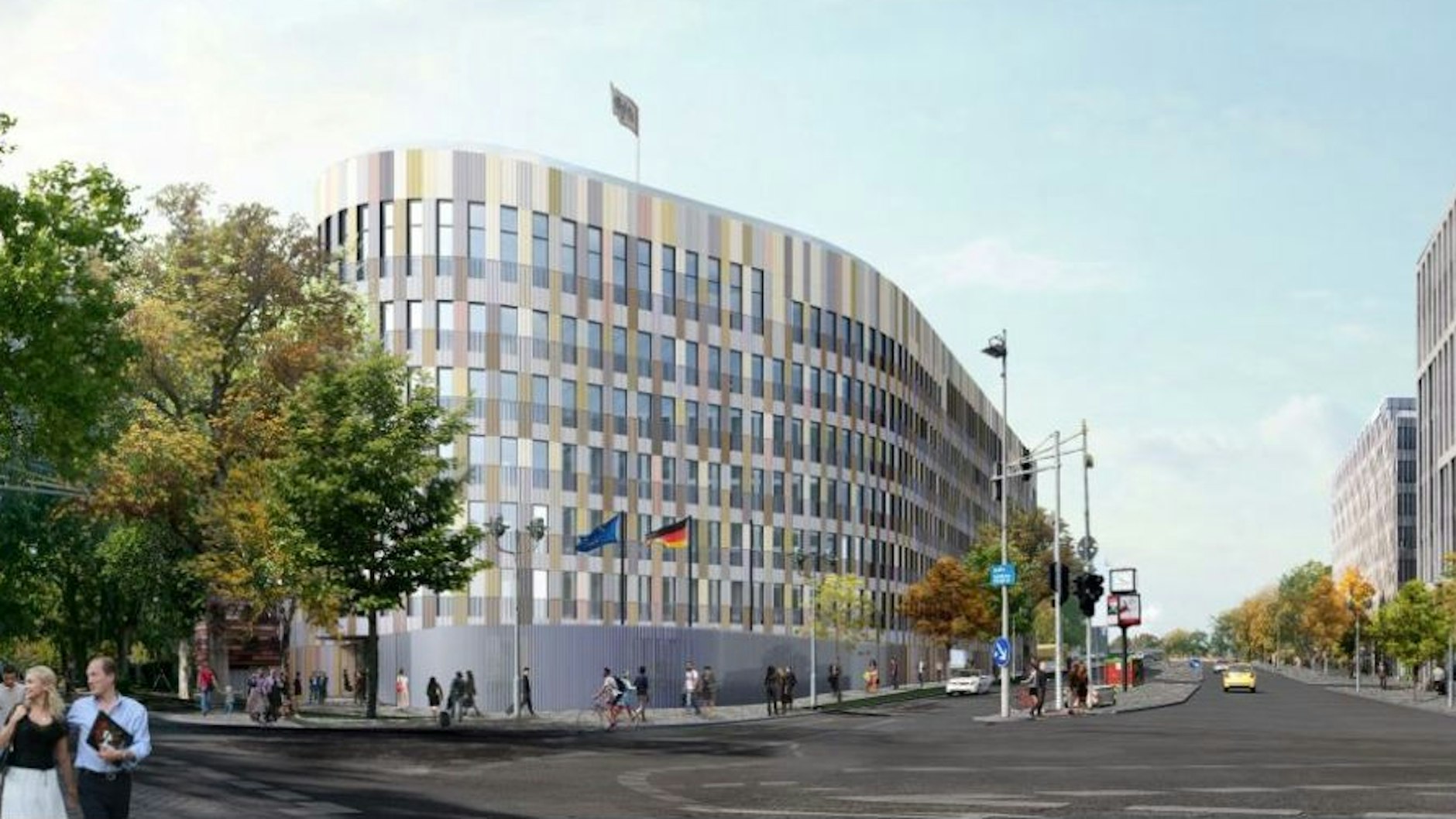 Das Ausweich-Quartier für den Bundespräsidenten an der Elisabeth-Abegg-Straße/Alt-Moabit entsteht nach einem Entwurf der Architekten Sauerbruch Hutton.