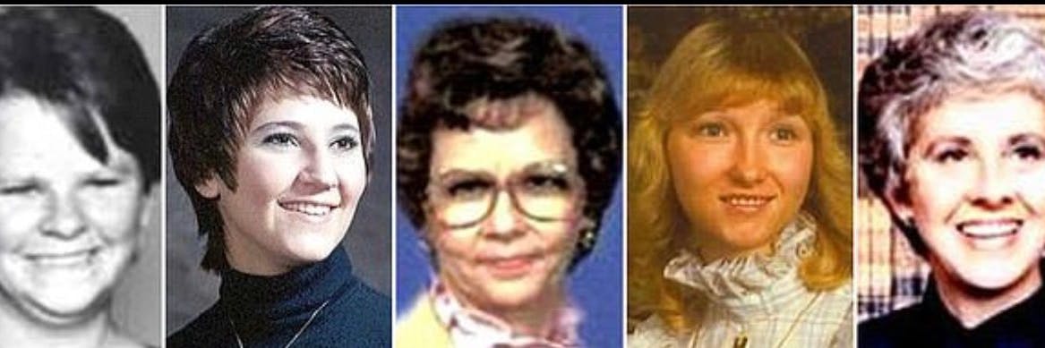 17. Märch, 1977: # 6 Shirley Vian (24, mit Seil erdrosselt); 8. Dezember, 1977: #7 Nancy Fox (25, mit Gürtel erdrosselt); 27. April, 1985: #8 Marine Hedge (53, mit Händen erwürgt); 16. September, 1986: #9 Vicki Wegerle (28, mit Nylonstrumpfhose erdrosselt); 19. January, 1991: #10 Dolores E. Davis (62, mit Strumpfhose erdrosselt)