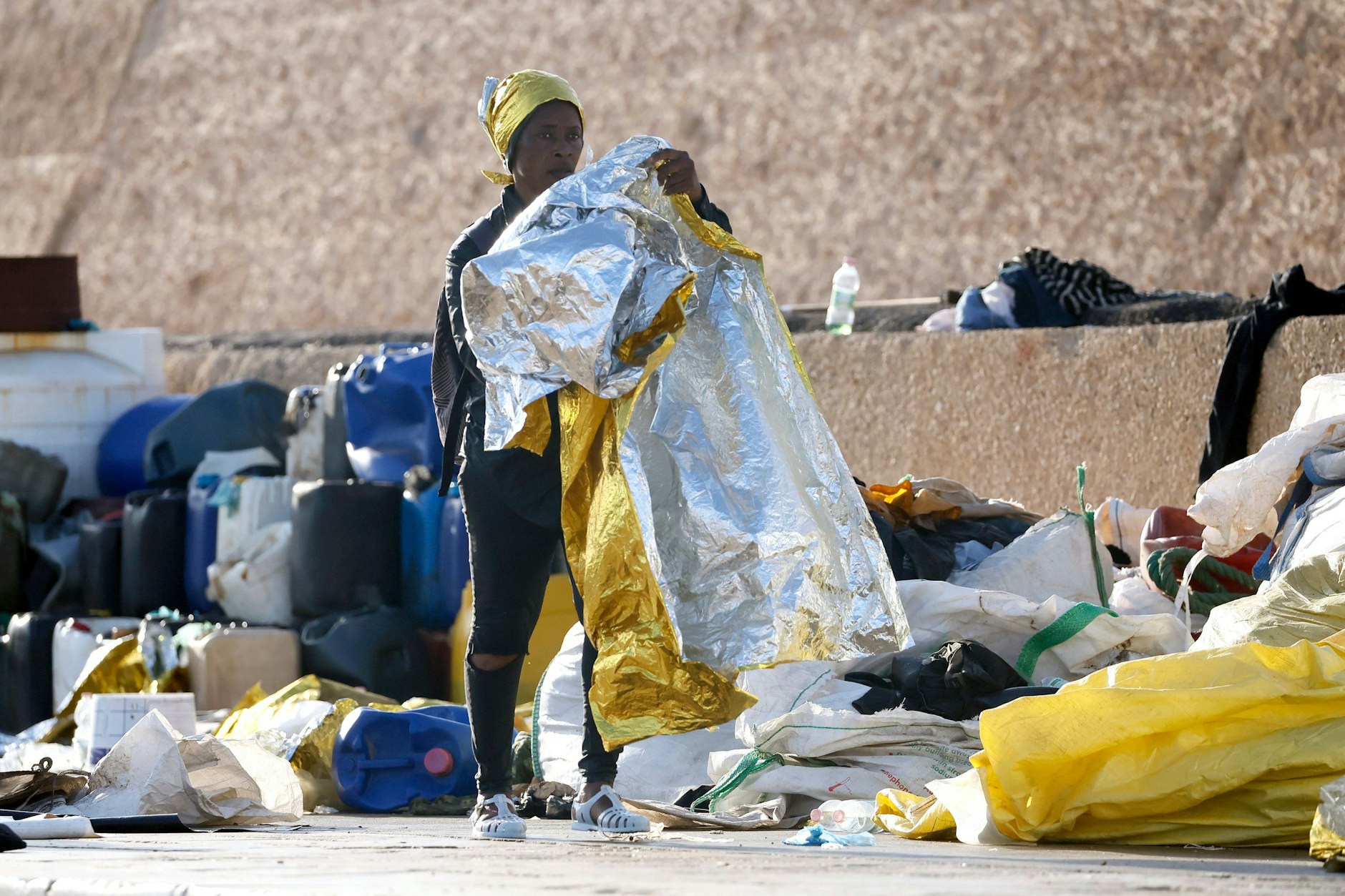 Eine Migrantin auf der Insel Lampedusa
