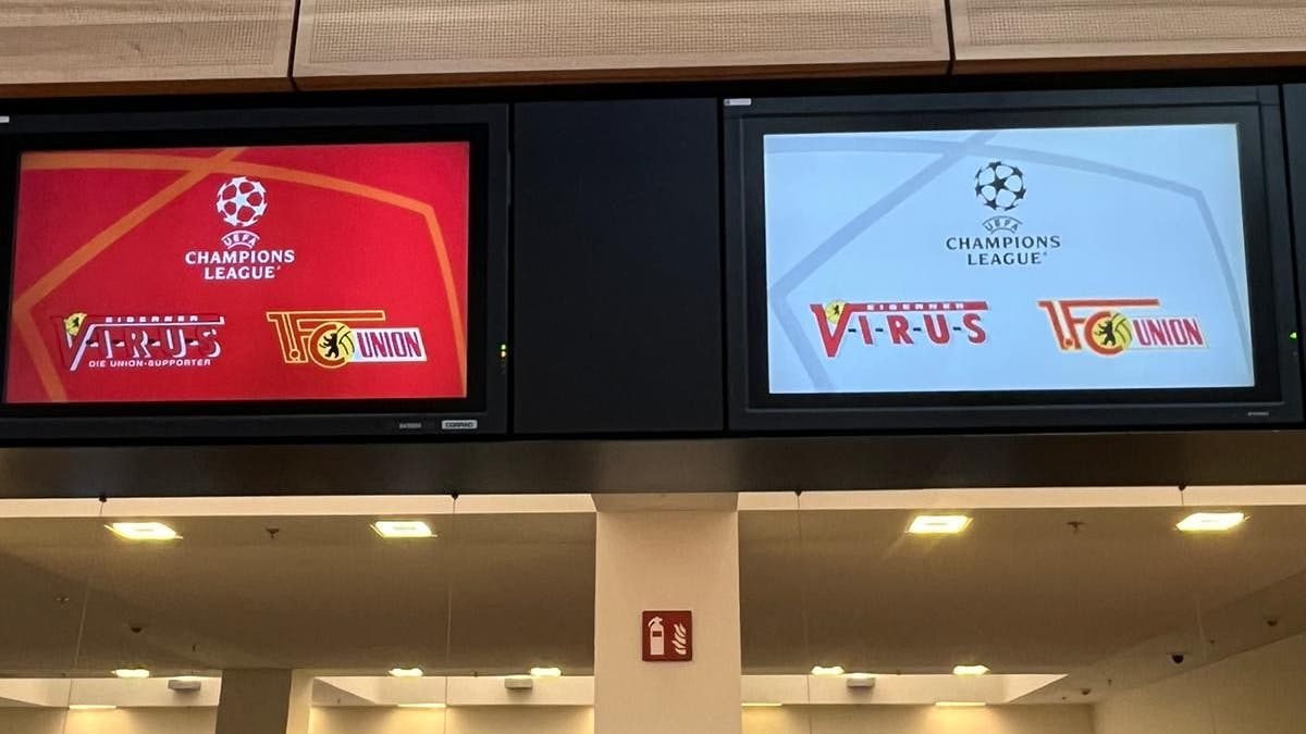 Der Check-in-Schalter für die Union-Flüge ist unschwer zu erkennen.