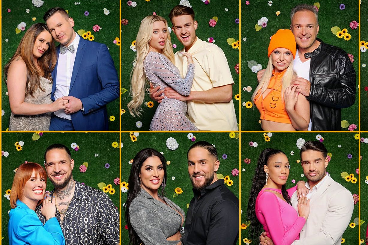 Die „Sommerhaus der Stars“-Kandidaten Pia Tillmann und Zico Banach (erstes Paar von links) bekommen Nachwuchs.