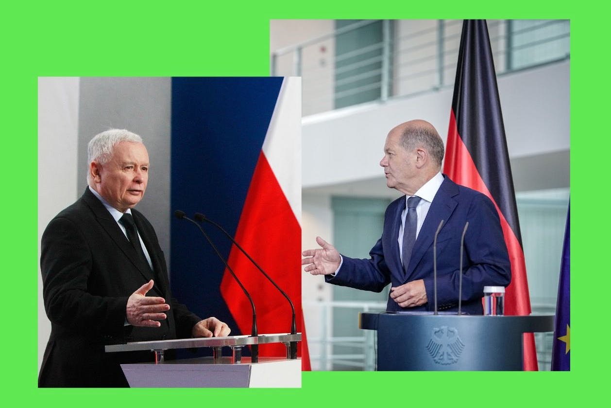 Jaroslaw Kaczynski streitet sich nun mit Olaf Scholz.