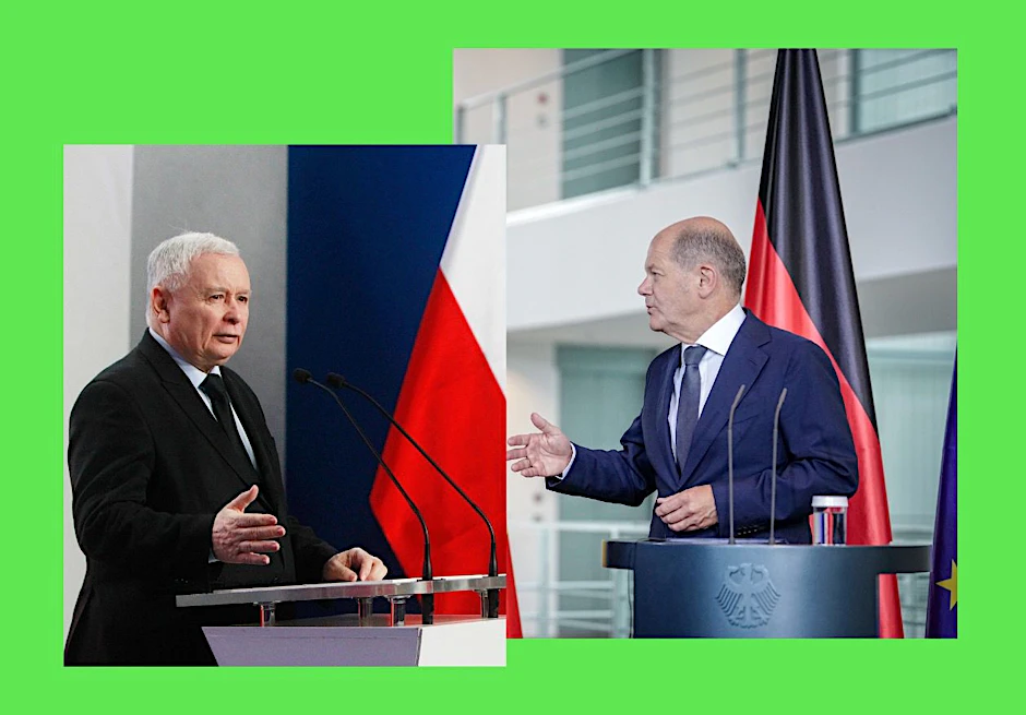 Jaroslaw Kaczynski streitet sich nun mit Olaf Scholz.