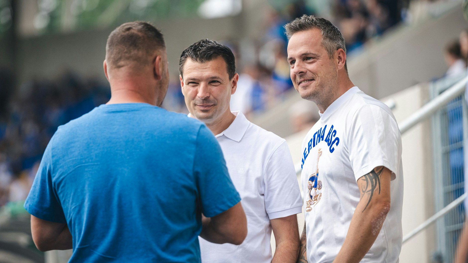 Die drei von der „Berliner Weg“-Stelle (v.l.): Trainer Pal Dardai, Sportchef Benjamin Weber, Boss Kay Bernstein