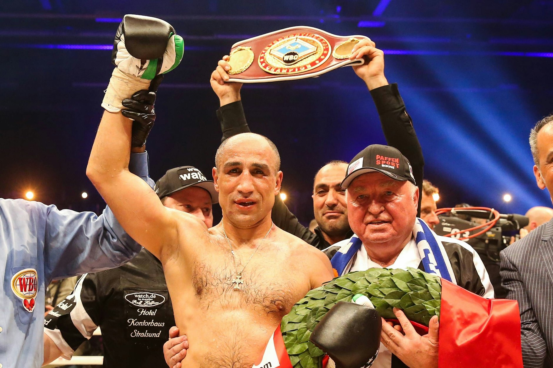 April 2017: der damalige Supermittelgewichts-Boxweltmeister Arthur Abraham mit seinem Trainer Ulli Wegner