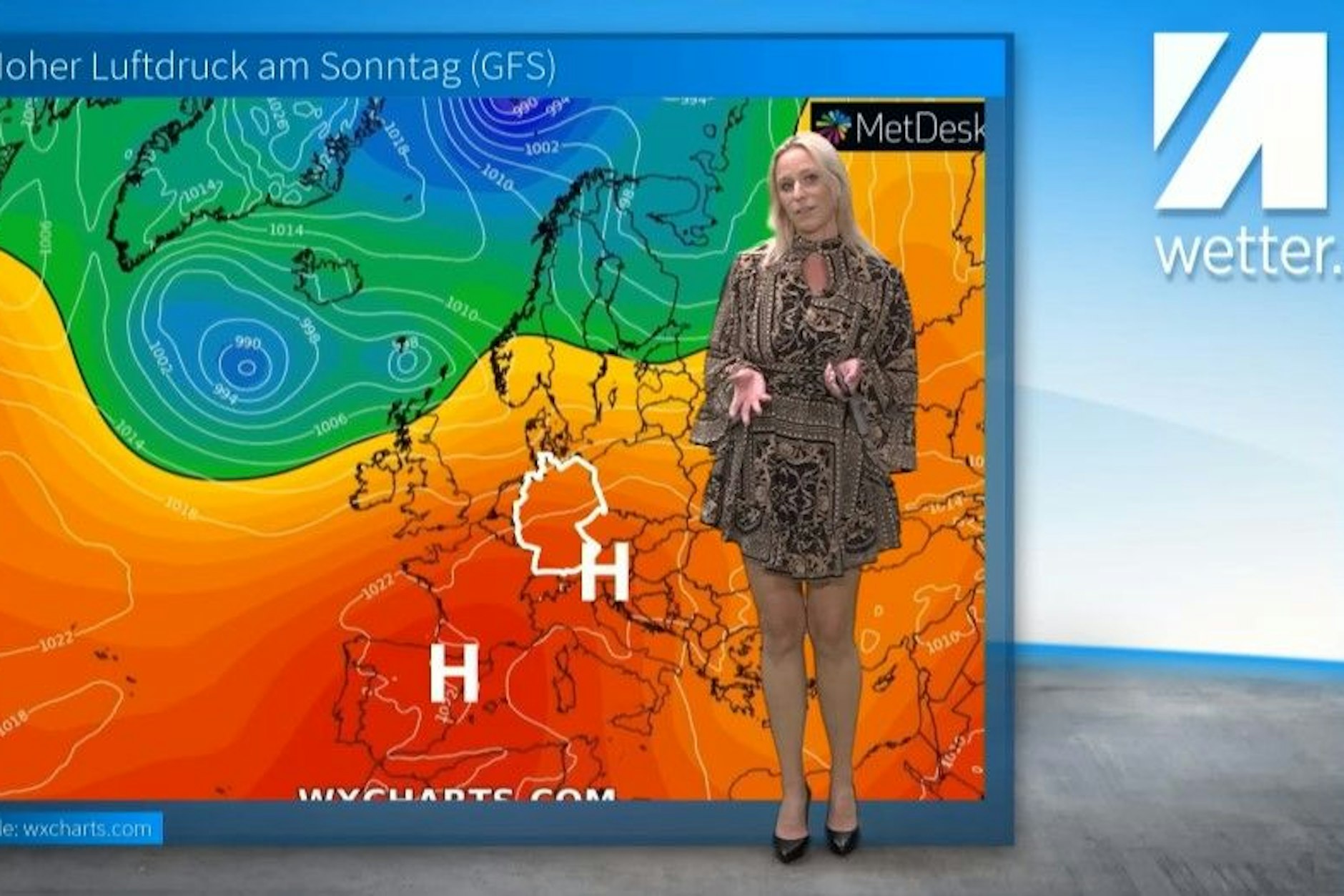 Wetter-Expertin Kathy Schrey erklärt die ungewöhnlichen Luftdruckverhältnisse über Europa.