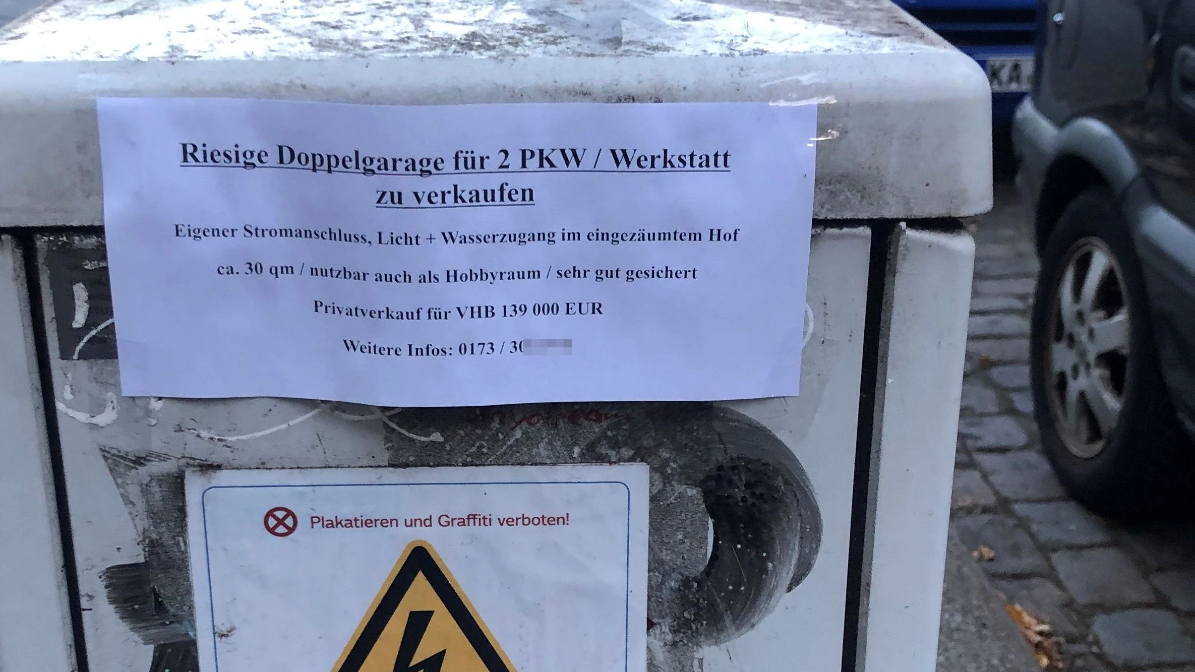 Kann man da auch wohnen? Anzeige  zum Kauf einer Doppelgarage für 139.000 Euro in Pankow.