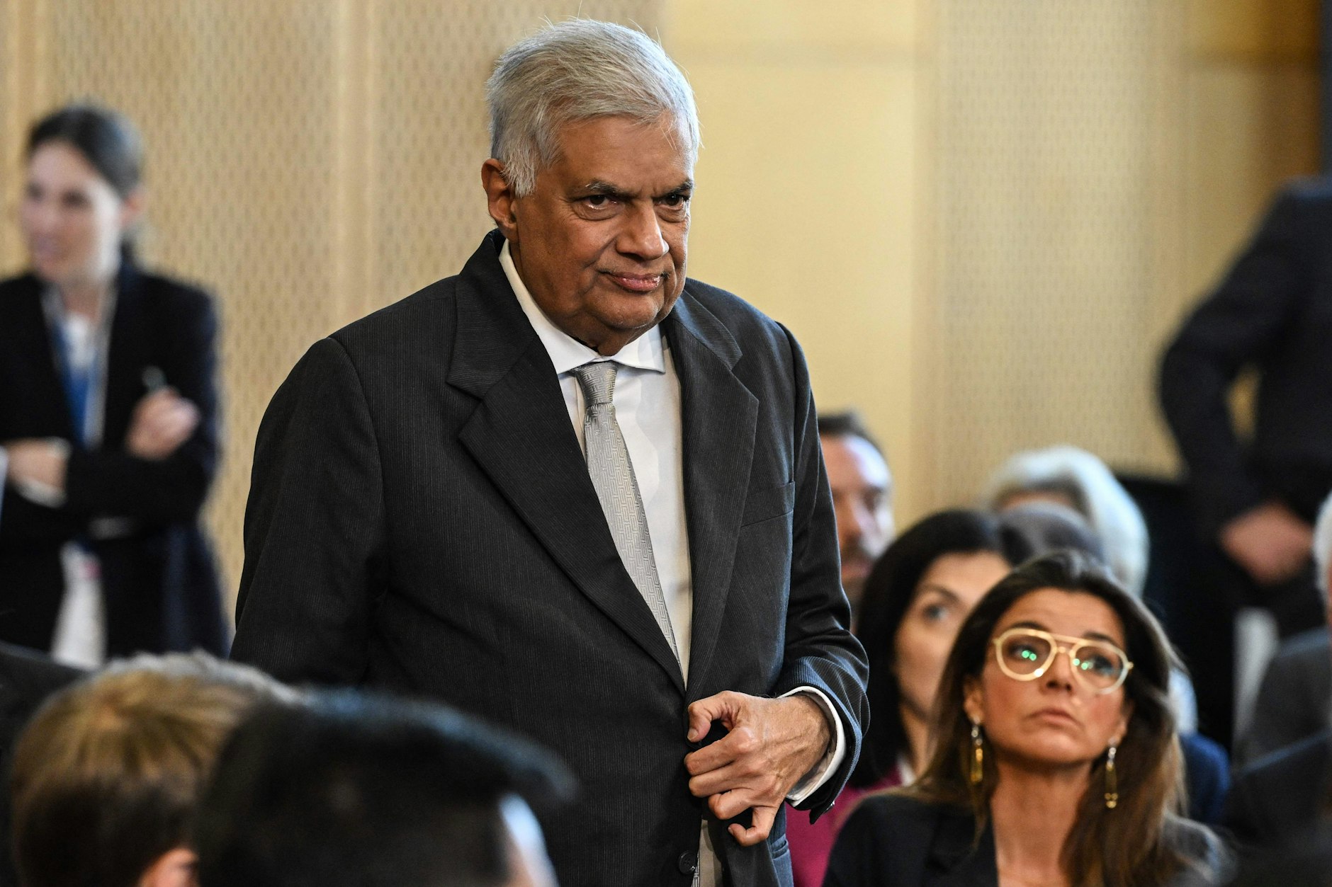 Der Präsident Sri Lankas, Ranil Wickremesinghe, auf dem Berlin Global Dialogue Forum in Berlin