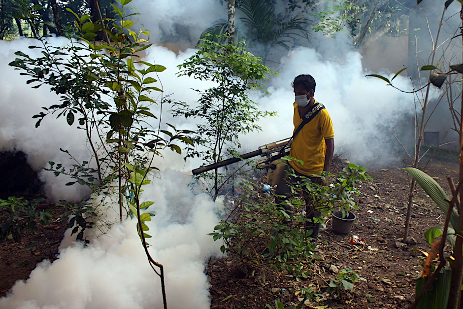 Bangladesch, Sylhet: Aufgrund der Zunahme von Fällen von Denguefieber werden in den Straßen Pestizide versprüht, um Moskitos abzutöten und so die Ausbreitung der Krankheit zu verhindern.