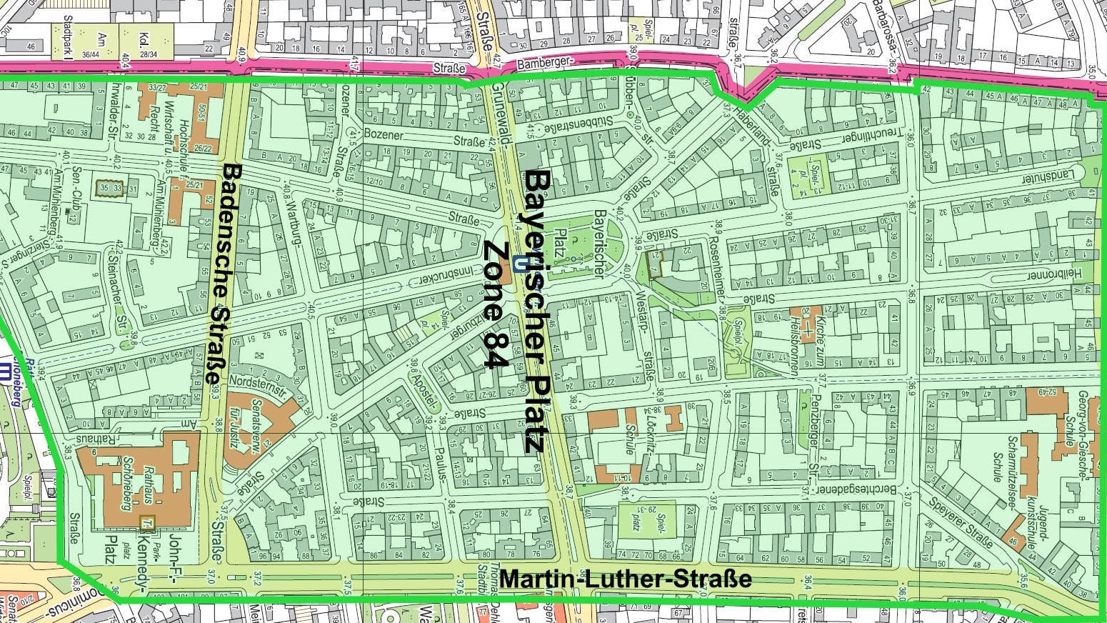 So sieht die neue Parkzone 84 rund um den Bayerischen Platz aus.