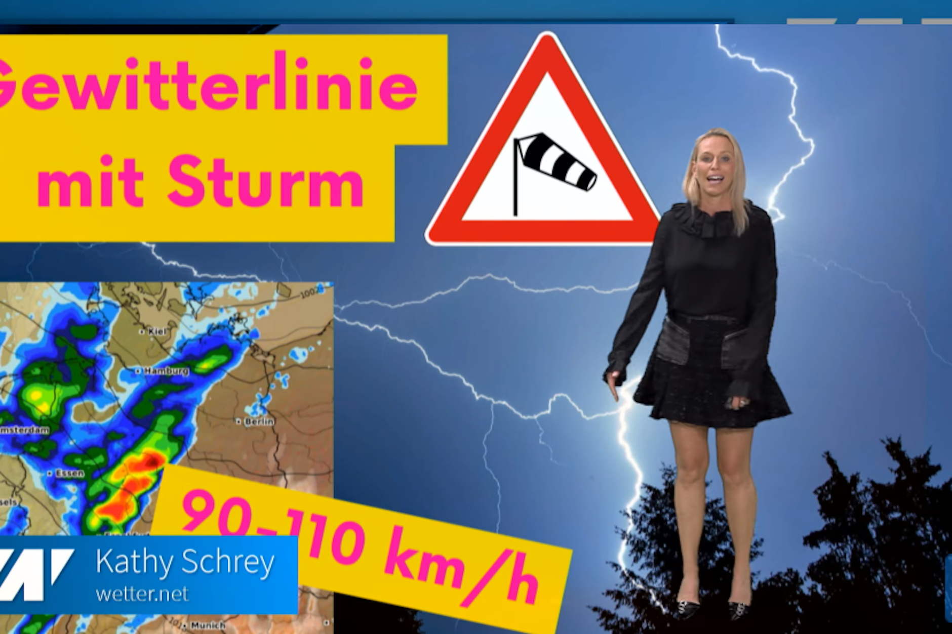 Wetter-Expertin Kathy Schrey erklärt, wo der Sturm heute wütet.