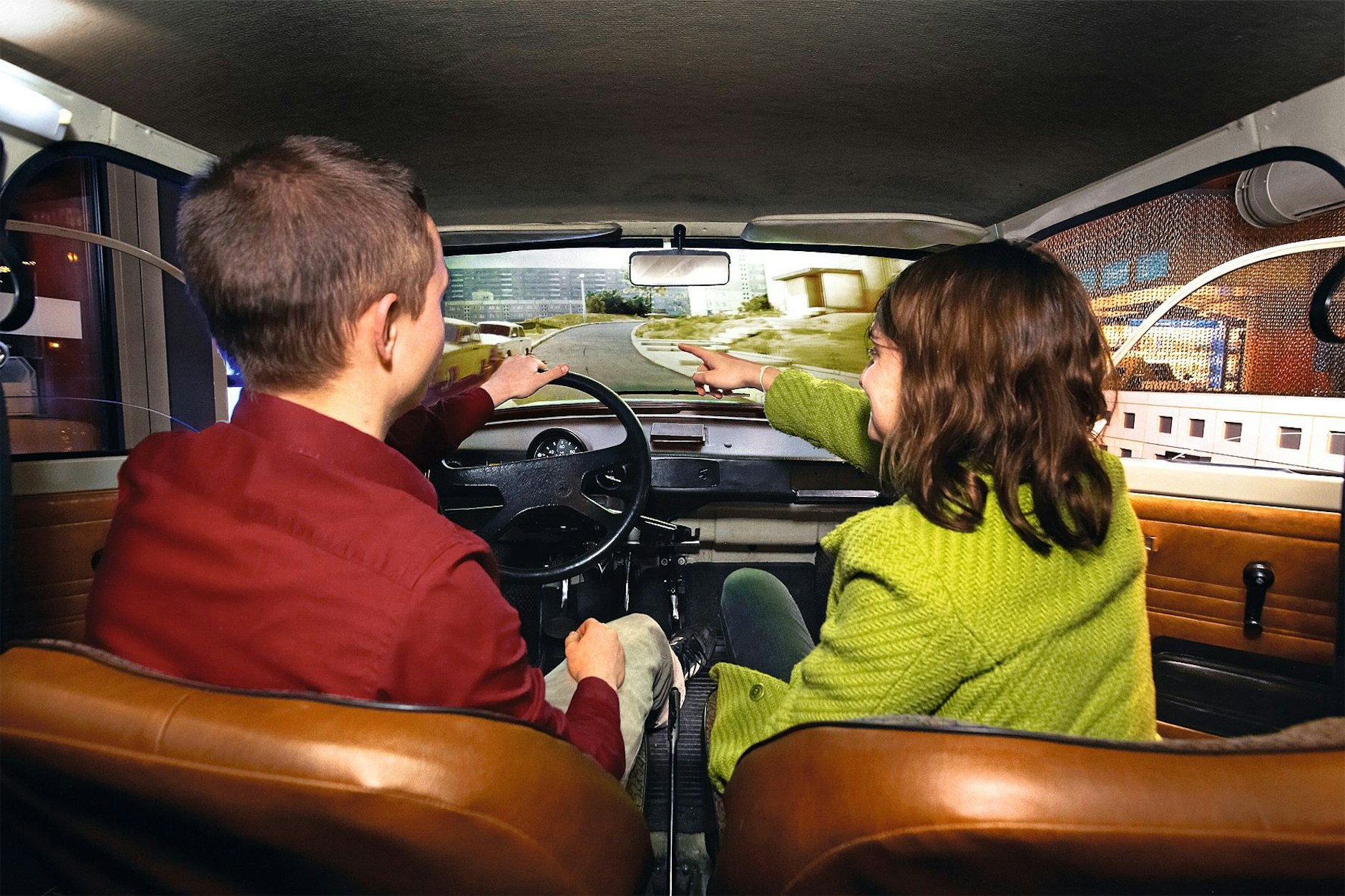 Im DDR-Museum kann man so tun, als würde man im Trabi fahren.