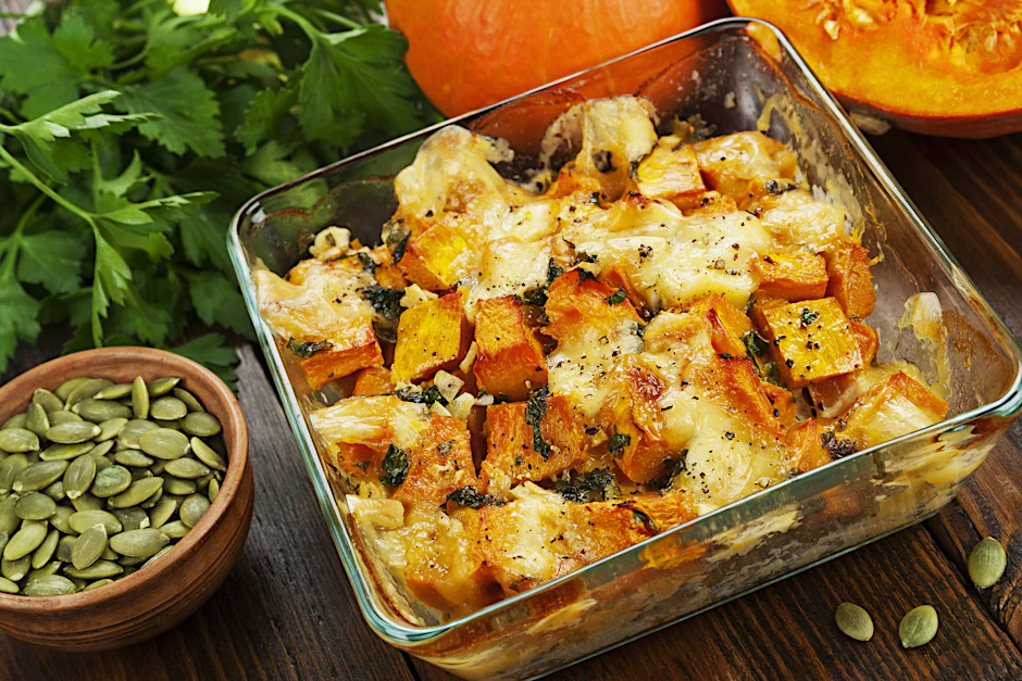 Dieses Rezept für Kürbis-Auflauf ist das perfekte Herbst-Gericht.