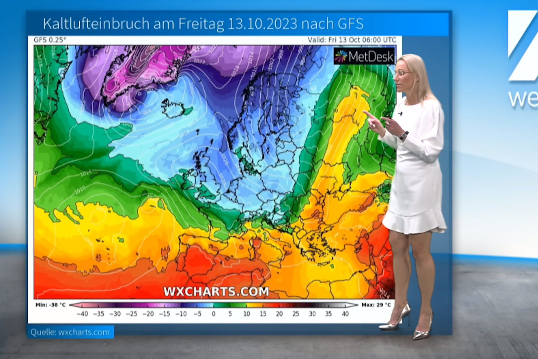 Wetter-Expertin Kathy Schrey erklärt den Kaltlufteinbruch am Freitag.