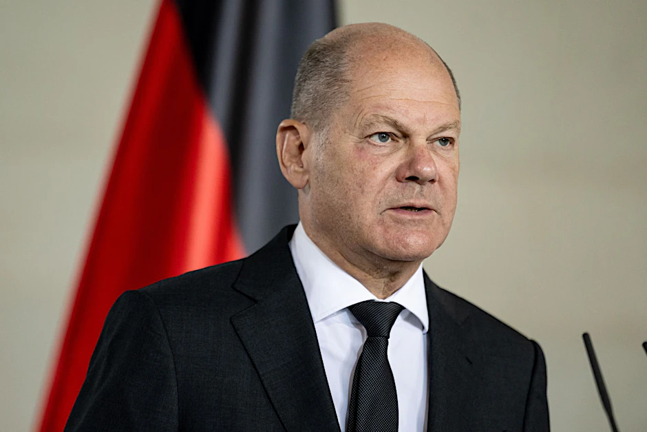 Bundeskanzler Olaf Scholz (SPD) gibt im Bundeskanzleramt ein Statement zum Großangriff der islamistischen Hamas auf Israel.  