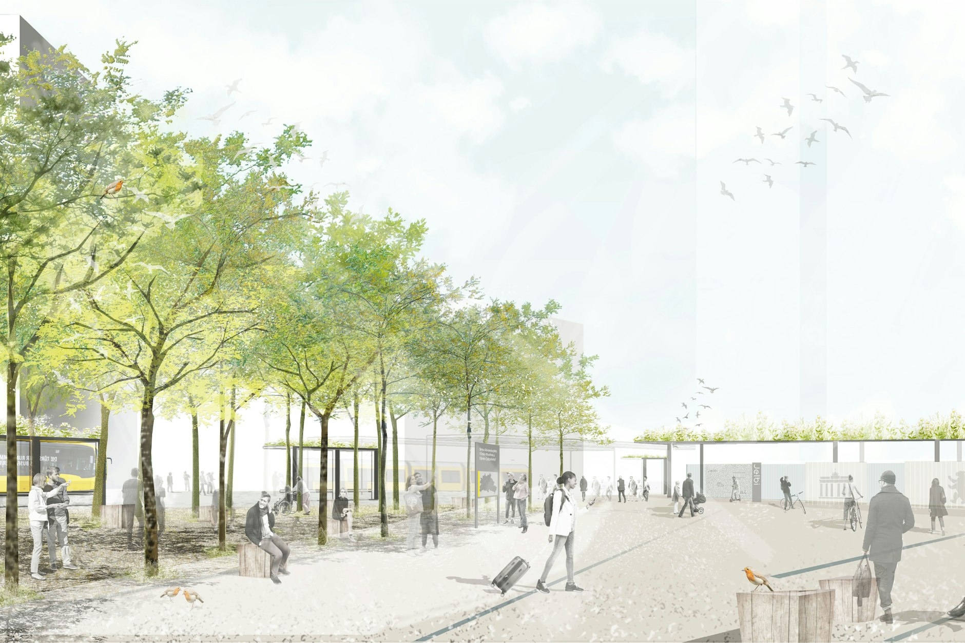 Hochstämmige Bäume sollen auf dem Vorplatz zum Hauptbahnhof einen „Grünen Schirm“ bilden.