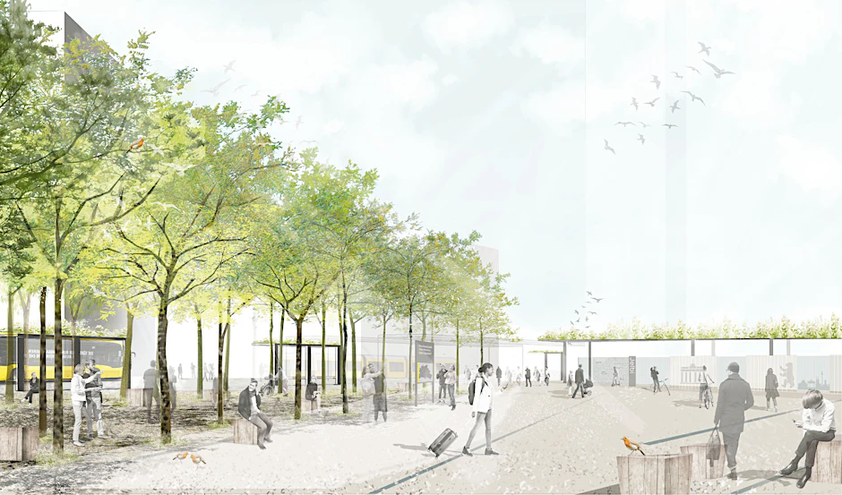 Hochstämmige Bäume sollen auf dem Vorplatz zum Hauptbahnhof einen „Grünen Schirm“ bilden.