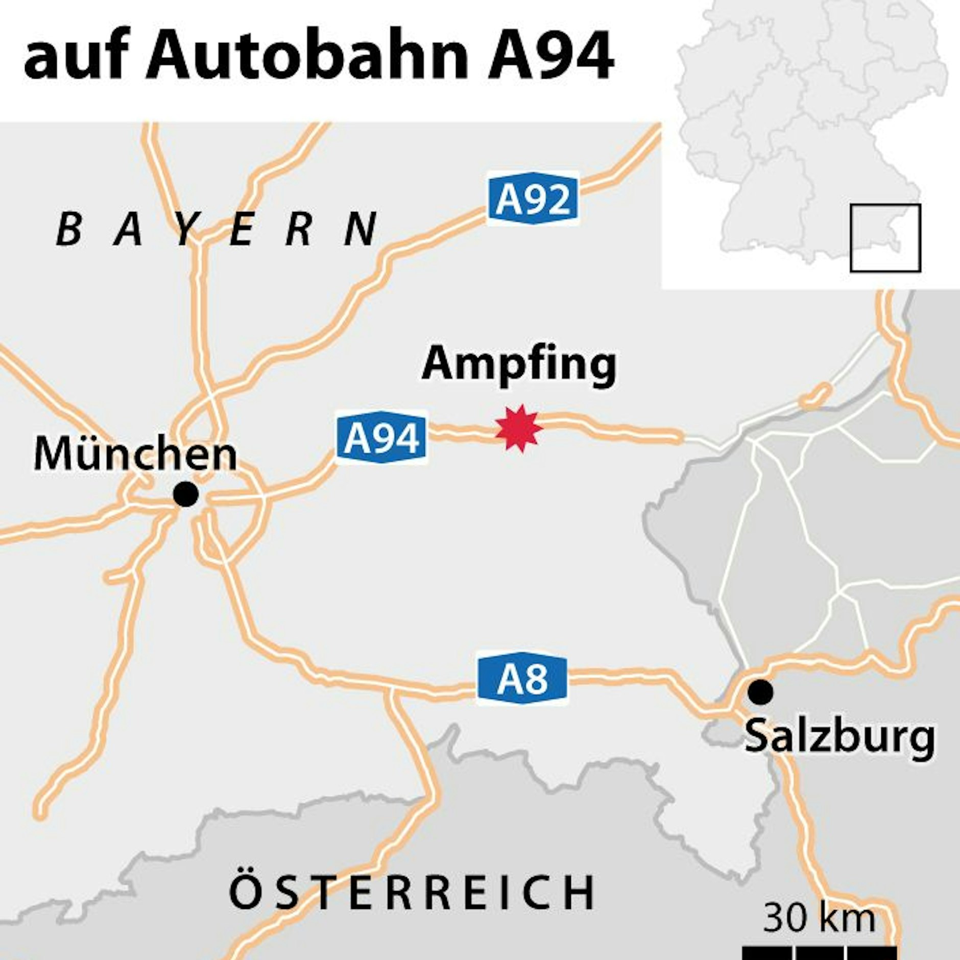 Unfallstelle auf der A94