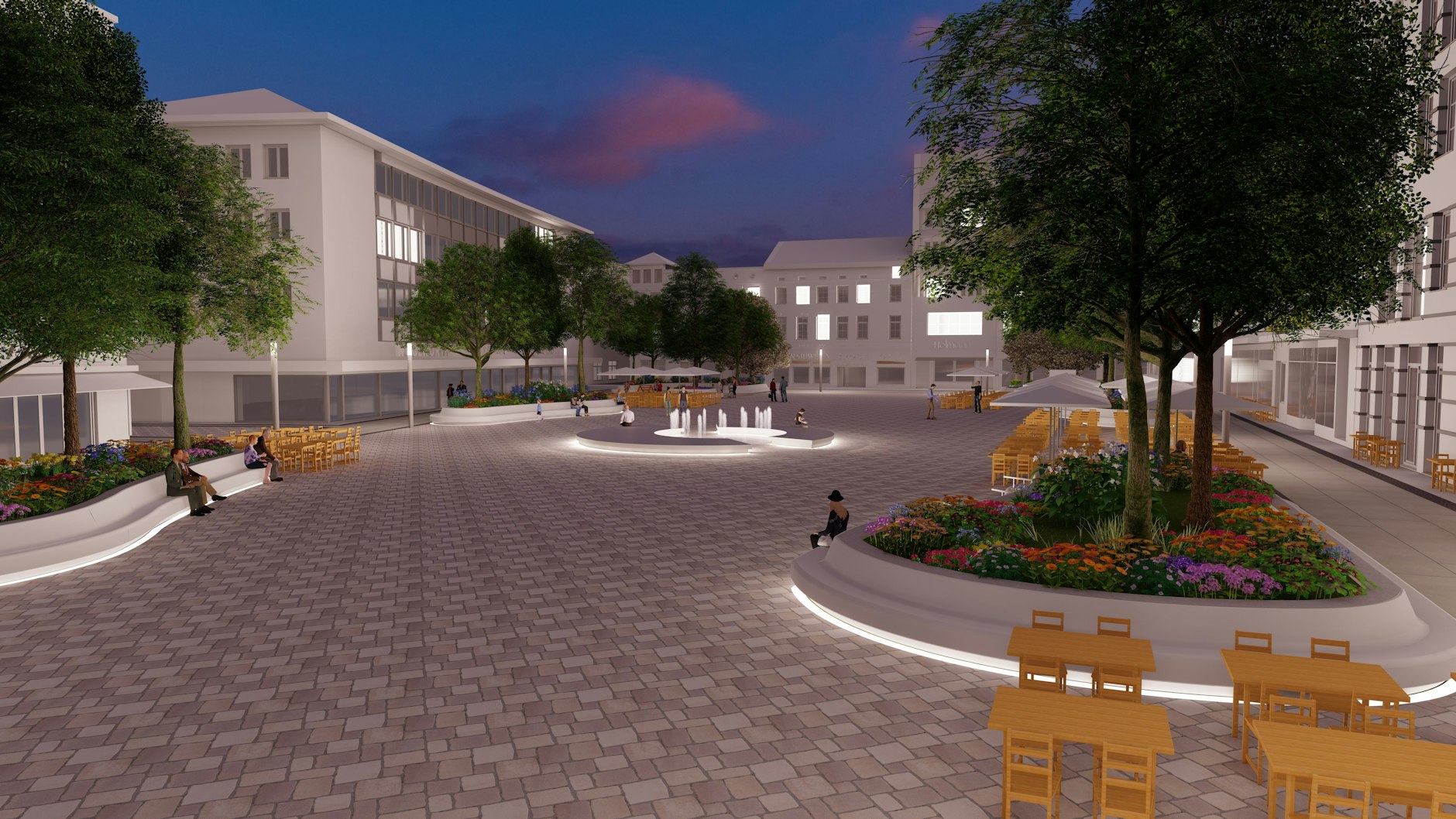 Bei Nacht soll der neue Marktplatz in der Altstadt Spandau hübsch erleuchtet werden.