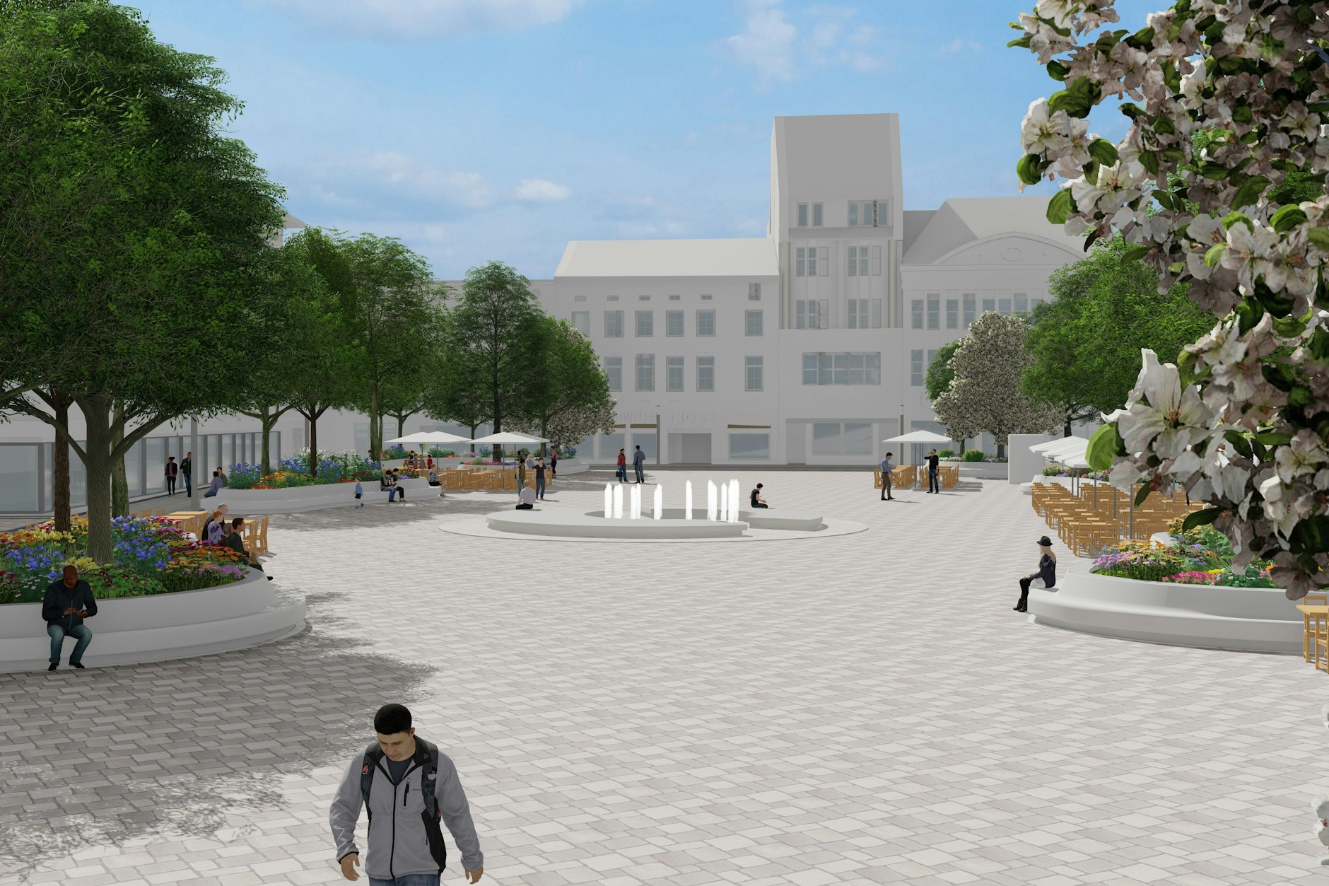 So soll der neue Marktplatz in der Altstadt Spandau aussehen, mit Blickrichtung Osten.